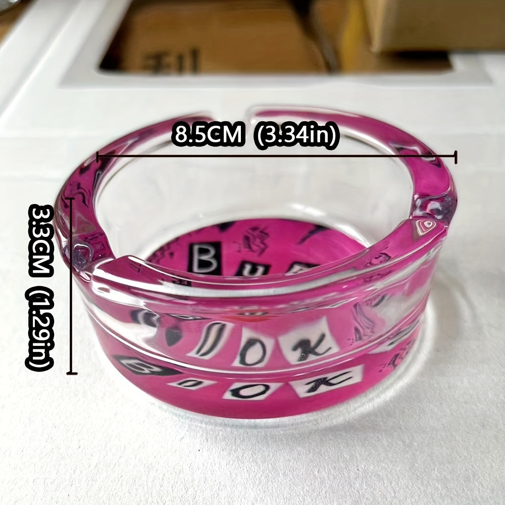 Chic Pink Glass Ashtray - 85mm Round Ash Holder for Home & Car Decor, Perfect Gift for Girlfriend's Birthday