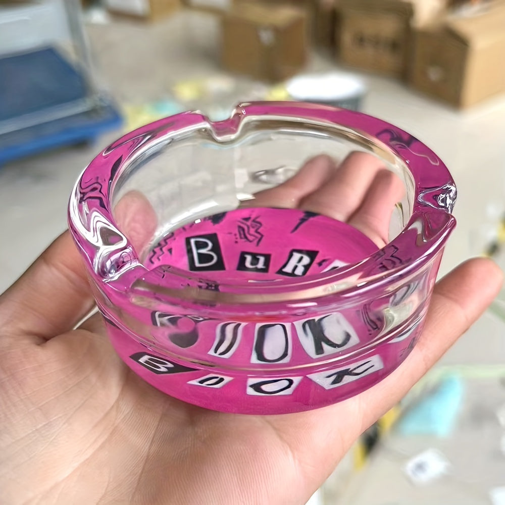 Chic Pink Glass Ashtray - 85mm Round Ash Holder for Home & Car Decor, Perfect Gift for Girlfriend's Birthday