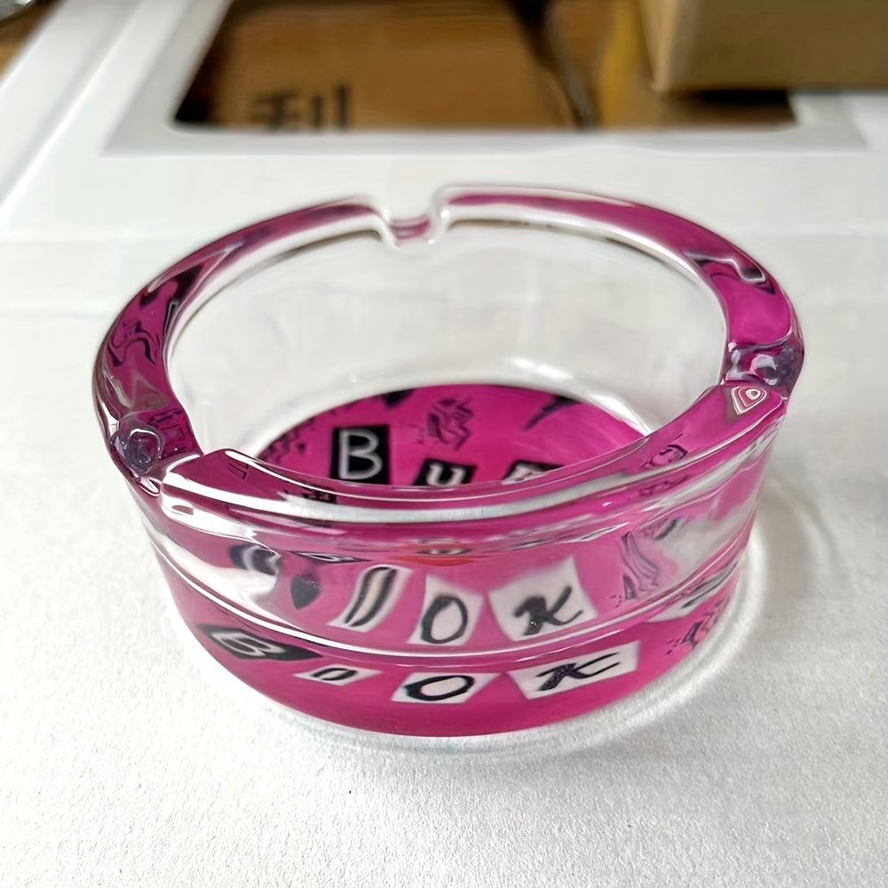 Chic Pink Glass Ashtray - 85mm Round Ash Holder for Home & Car Decor, Perfect Gift for Girlfriend's Birthday
