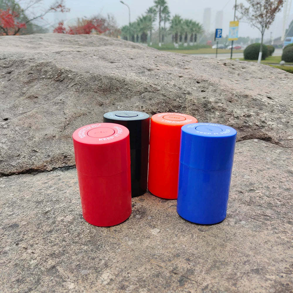 HONEYPUFF Vacuum Sealed Jar Vial Container Acrylic Plastic Storage Stash Jar Pill Bottle Case Box Tobacco Herb Container