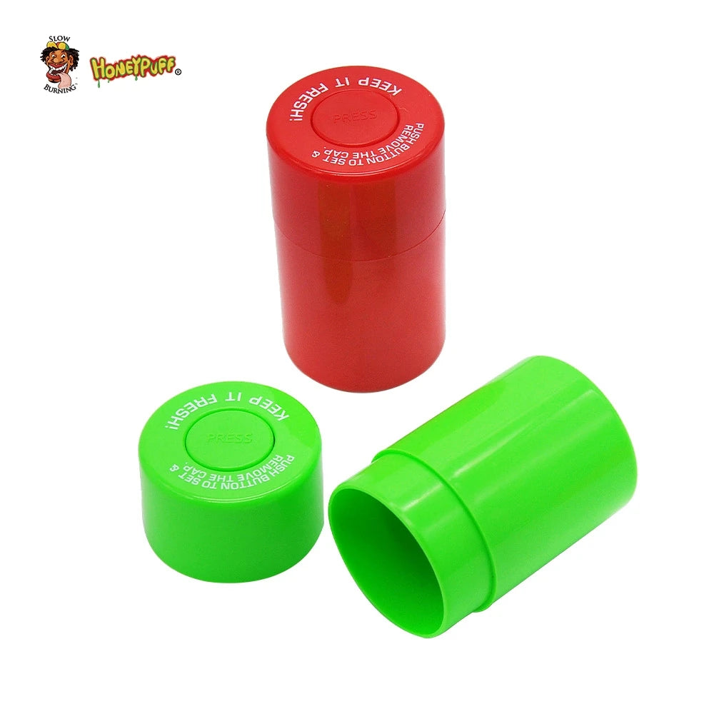 HONEYPUFF Vacuum Sealed Jar Vial Container Acrylic Plastic Storage Stash Jar Pill Bottle Case Box Tobacco Herb Container