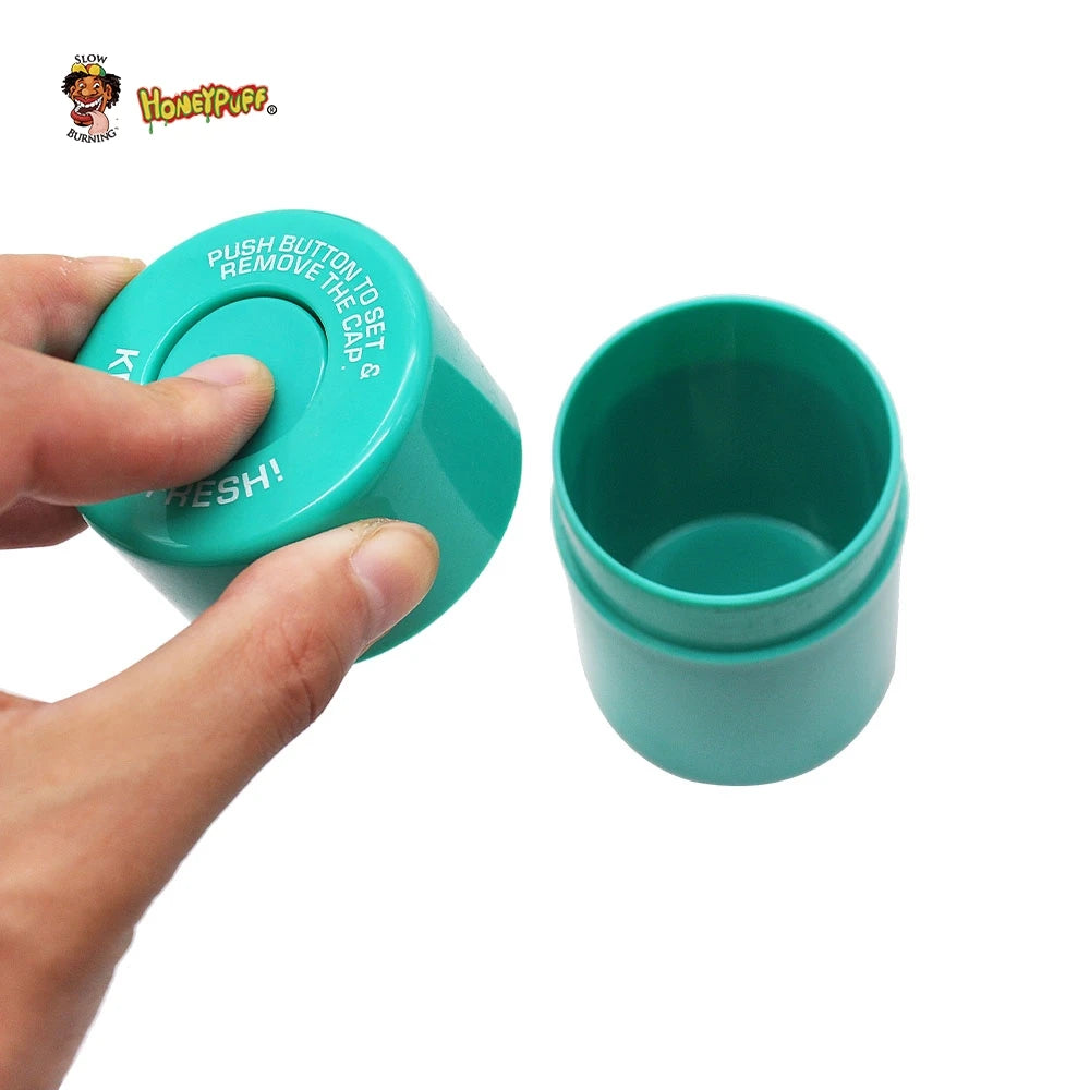 HONEYPUFF Vacuum Sealed Jar Vial Container Acrylic Plastic Storage Stash Jar Pill Bottle Case Box Tobacco Herb Container