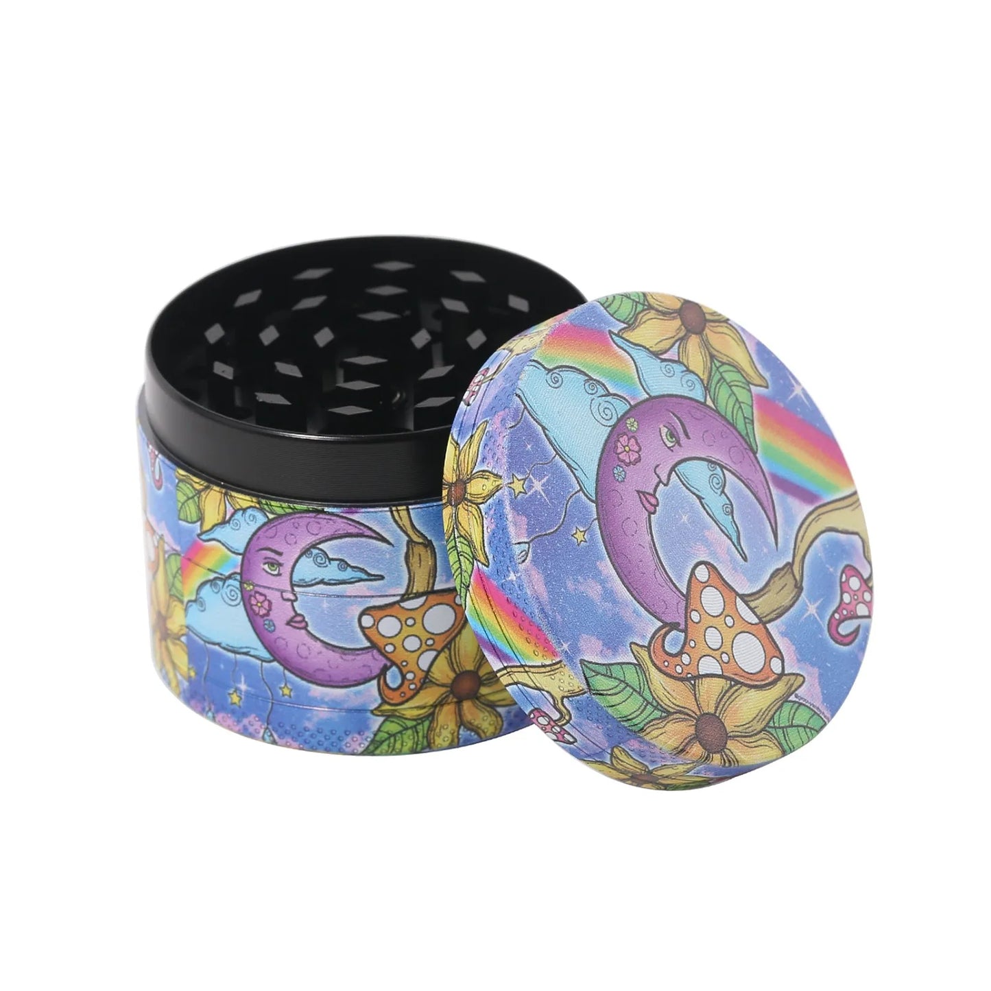 2 Pieces Kitten Bear Floral Mushrooms The Magic World Grinder and Rolling Tray Combo