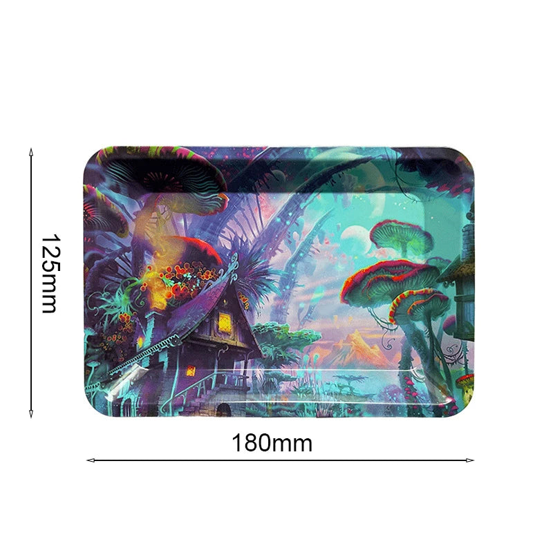 Colorful Metal Rolling Tray Tobacco Plate Cigar Smoking Accessories Sundries Storage Container 180*125mm