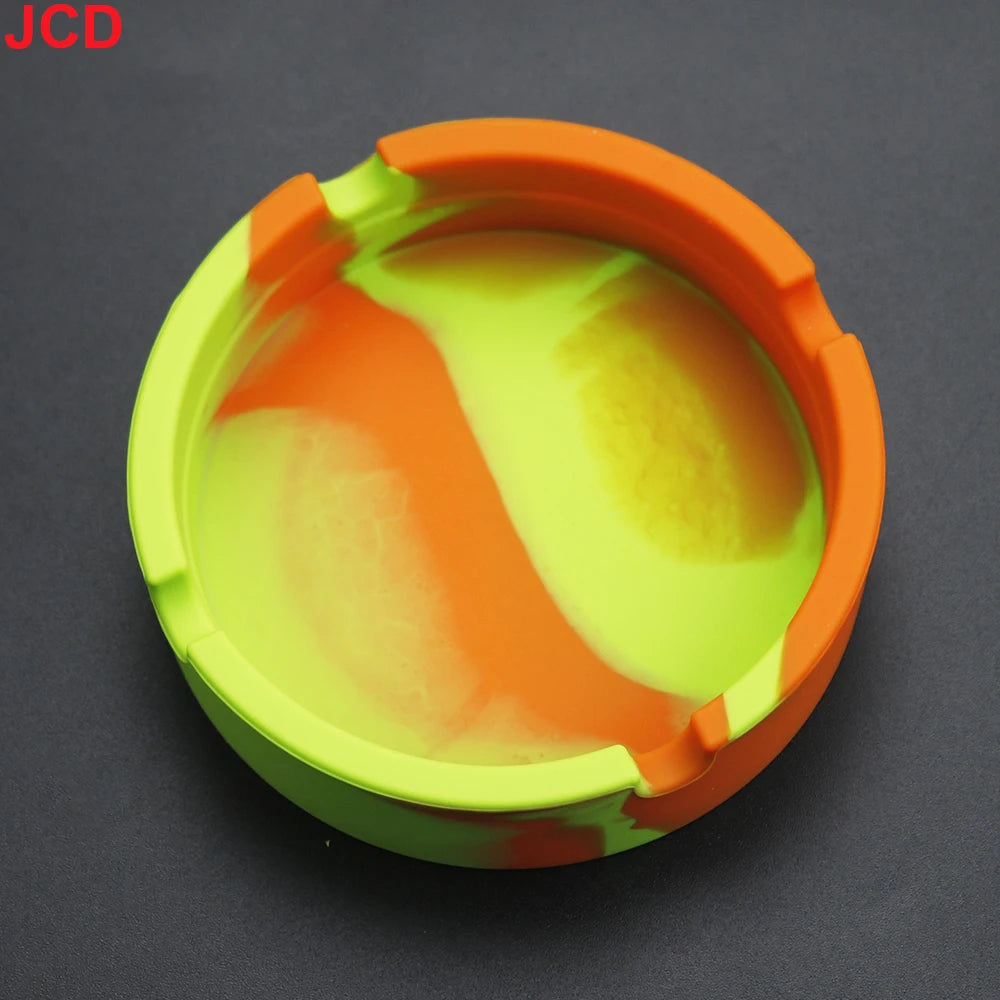 JCD 1pcs Colorful Circular Square Silicone Ashtray Light Fluorescent Smoke Convenient Cigarette Case Dropper Creative Ashtray 