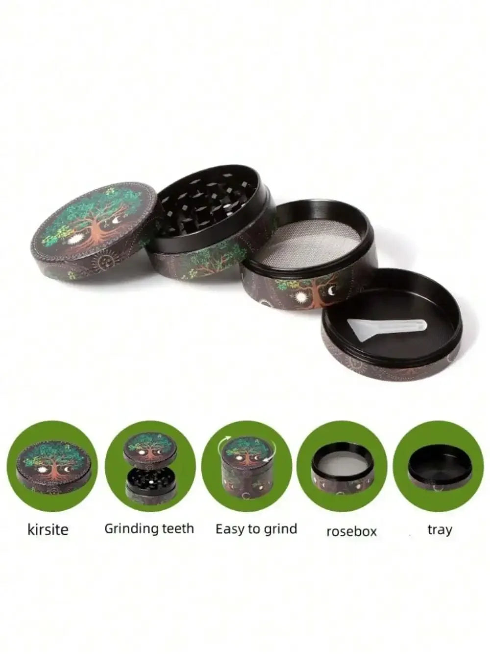 1.6/2inch Metal Sun Herb Grinder Boho Moon 4-Layers Salt Spice Mill Pepper Mortar Tobacco Grass Raw Grinder Smoking Accessories