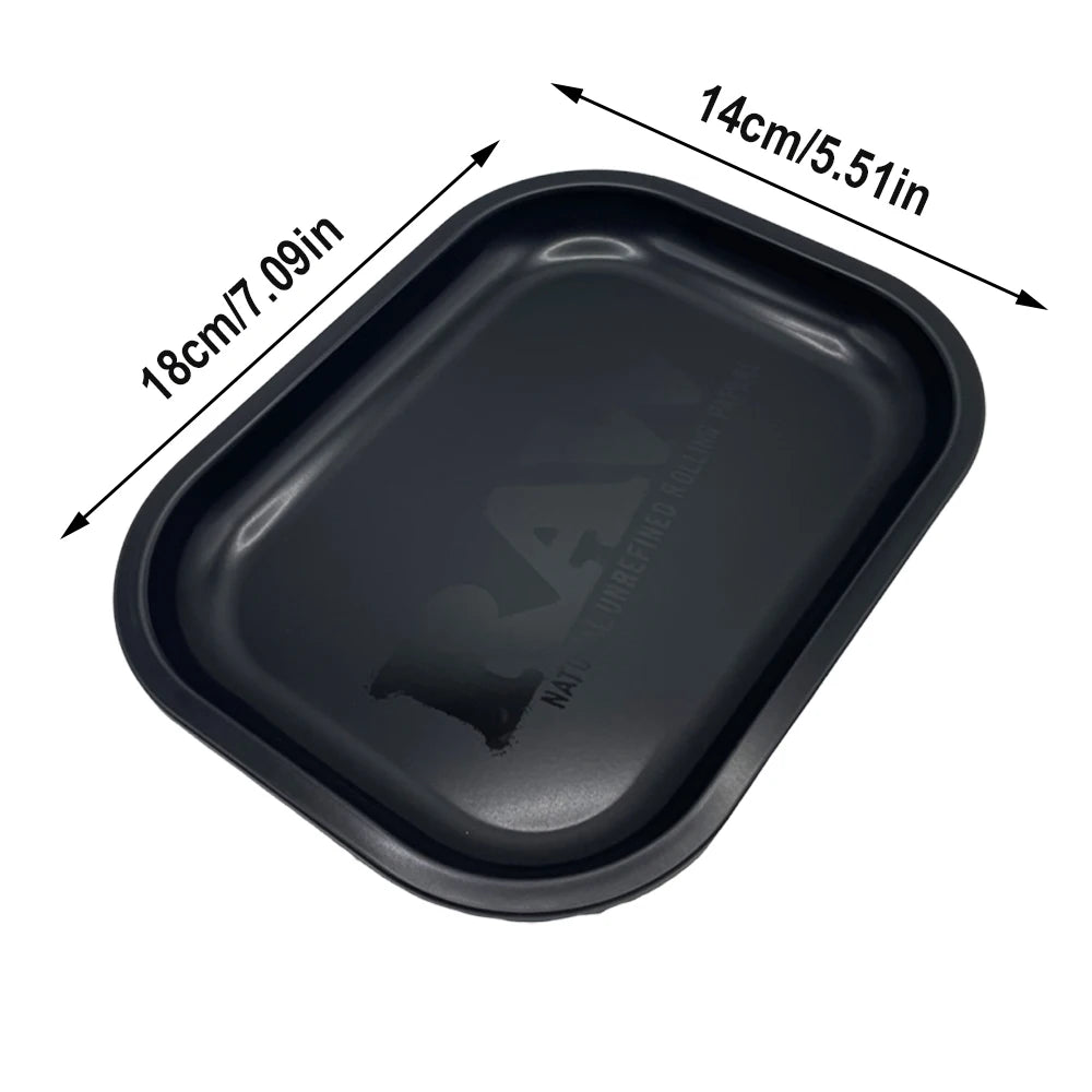 Matte Black Metal Rolling Tray 18x14cm Tin Plated Container Cigar Cmoking Accessories Storage Tray