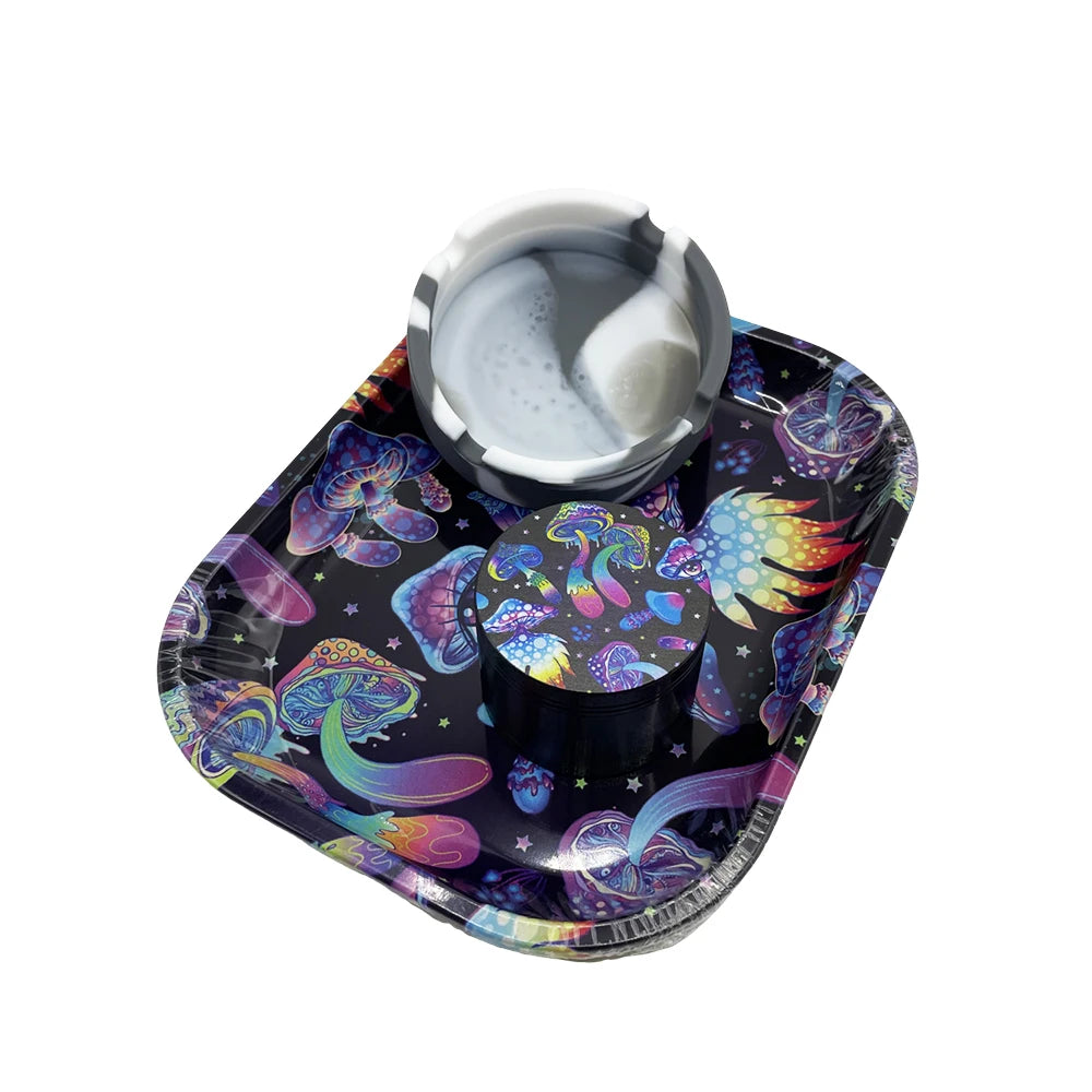 2-inch vanilla Grinder Soft Ashtray Smoking set Metal Rolling Tray 7x5.5 inch Zinc Alloy Spice Grass Grinder