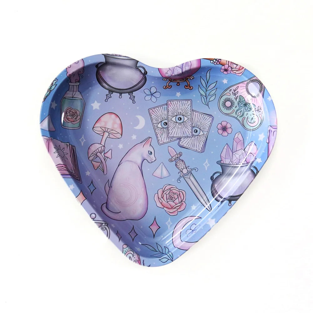 Love-Shaped Cigarette Tray Tobacco Metal Rolling Tray 16.5x18CM Plate Cmoking Smoking Accessories Storage Tray