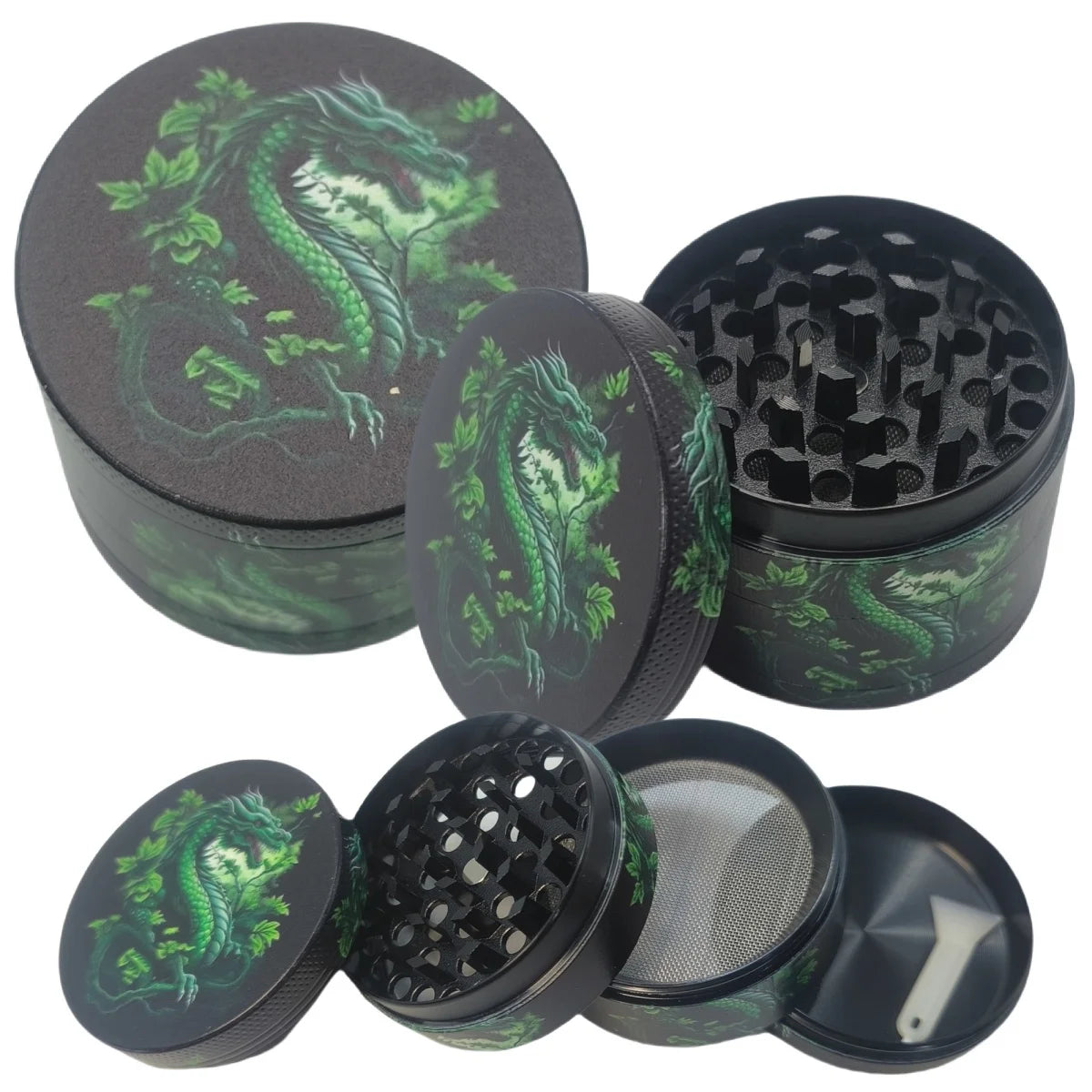 50mm Dragon Metal Herb Grinder Tobacco 4-layer Spice Mill Salt Mortar Grass Raw Tobacco Grinder Smoking Accessories Kitchen Tool