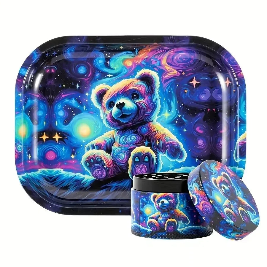 Grinder and Rolling Tray Kit Man Gift Two Pieces in One Tobacco Accessories