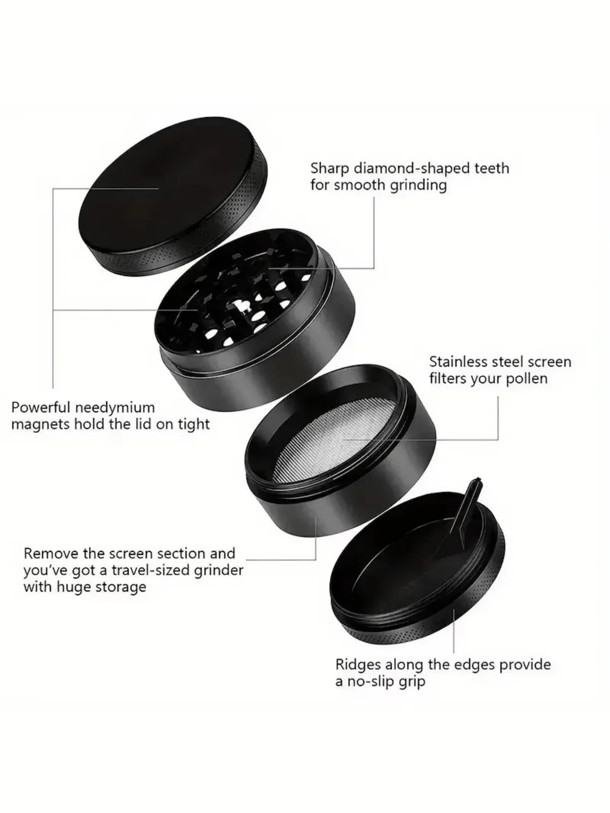 2/2.5inch Cartoon Herb Grinder Metal 4-Layer Manual Spice Mortar Mill Salt Pestle Raw Grass Tobacco Grinder Smoking Kitchen Tool