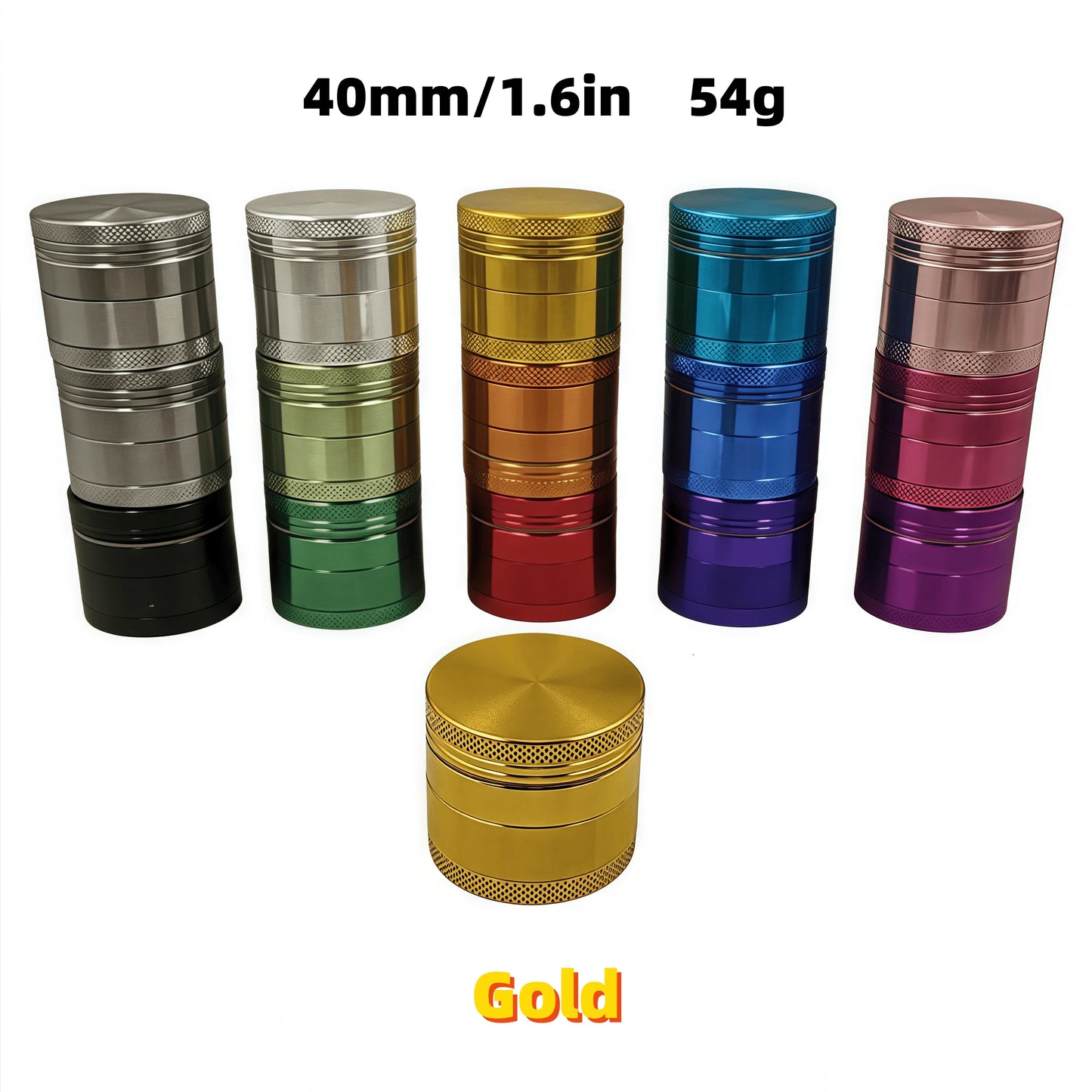 4-Layer Rainbow Tobacco Grinder - 15 Colors ( 40mm) | Aerospace Aluminum W/ Pollen Catcher,The Most Suitable