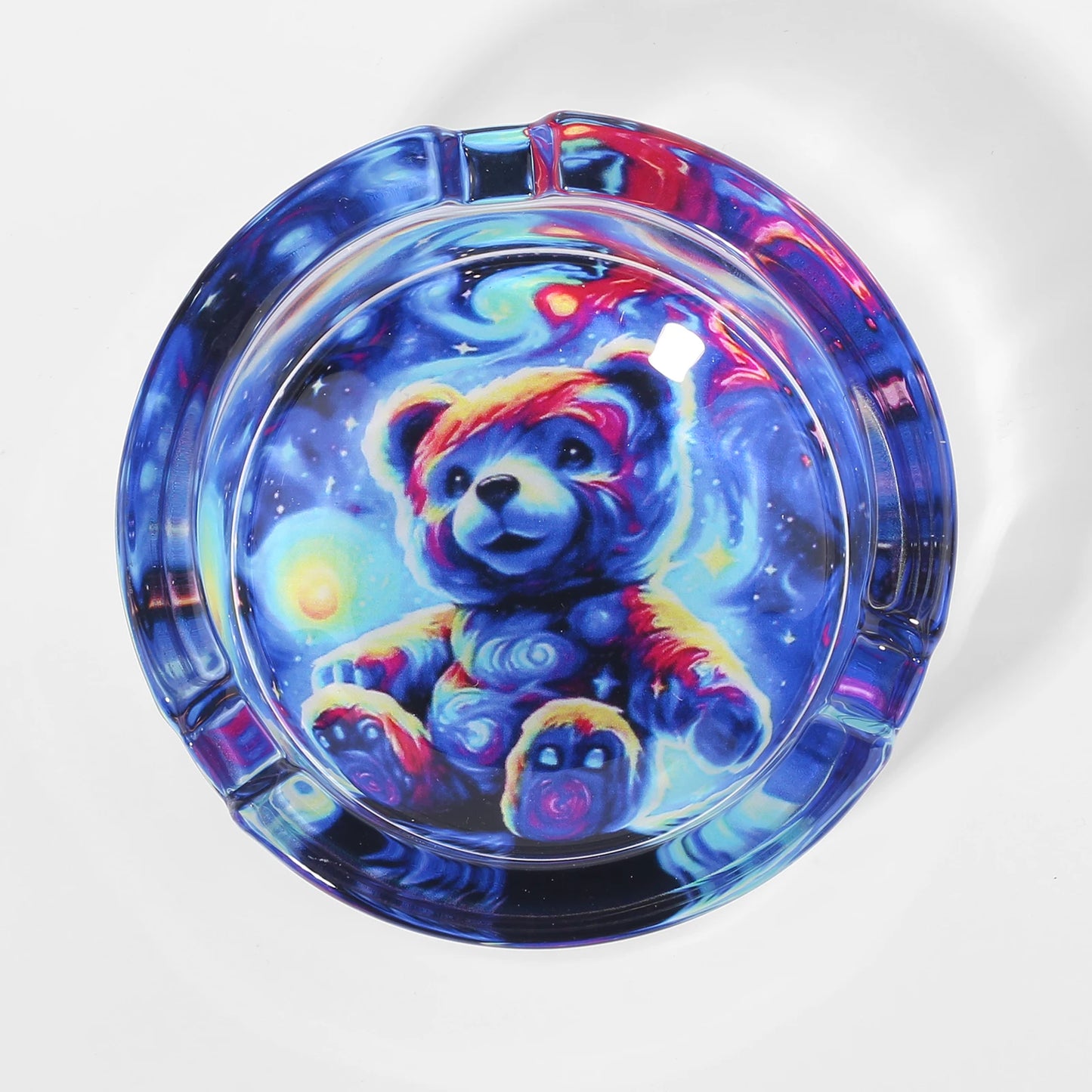 Glass Round Ashtray for Cigarettes, Portable Decorative Modern Ashtray for Home Office Indoor Outdoor Patio Use