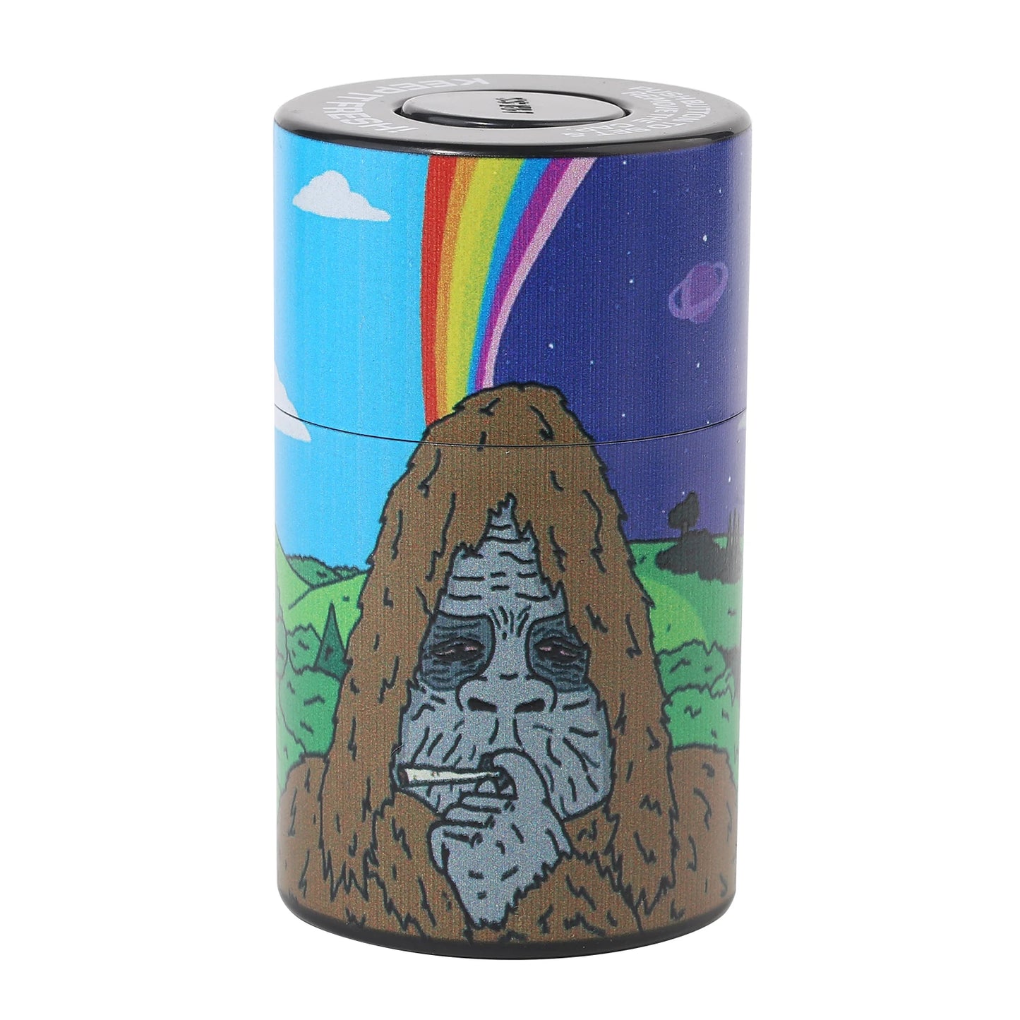 Plastic Air Tight Can-Stash Vacuum Sealed Spice, Tobacco Jar with Tie Dye Skull