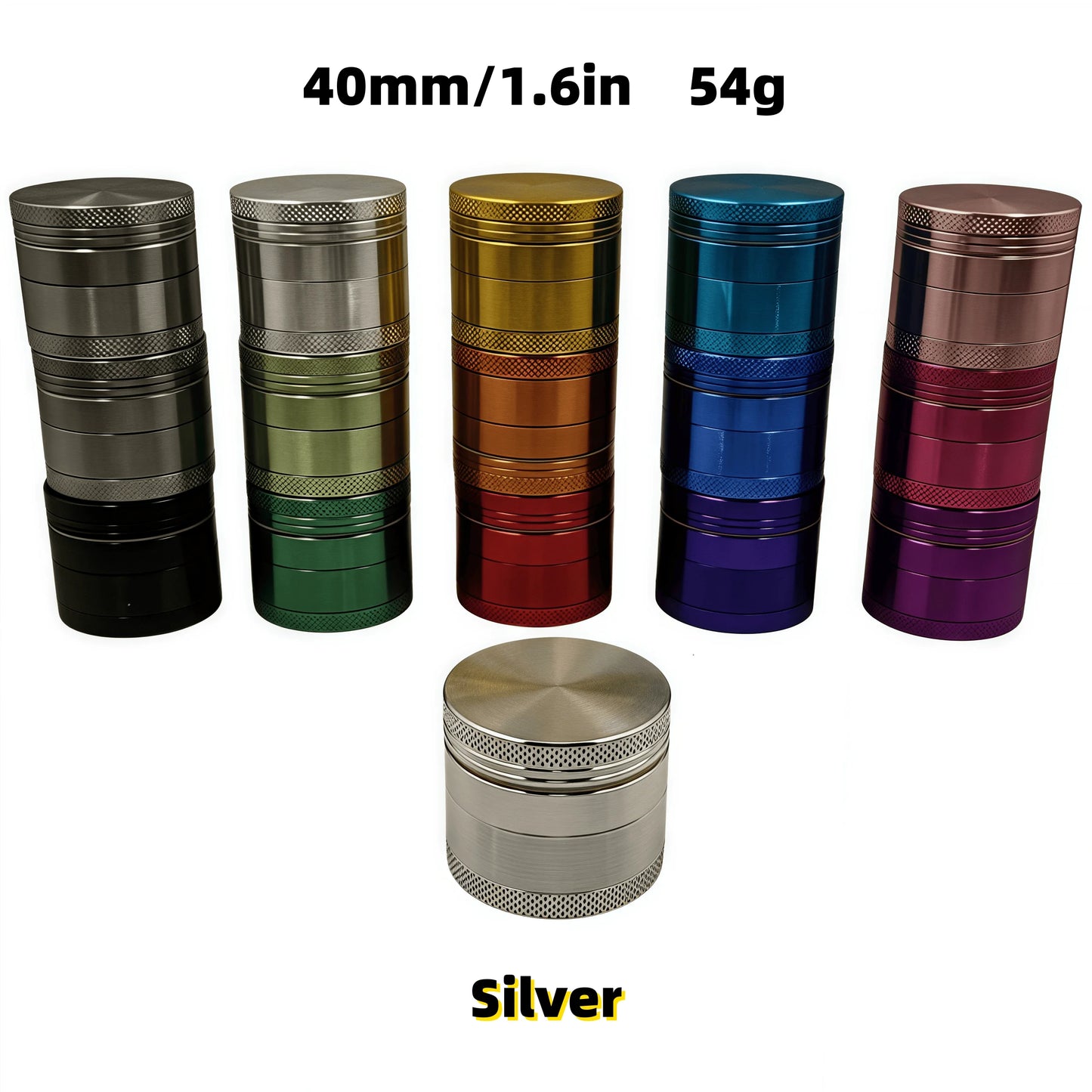 4-Layer Rainbow Tobacco Grinder - 15 Colors ( 40mm) | Aerospace Aluminum W/ Pollen Catcher,The Most Suitable