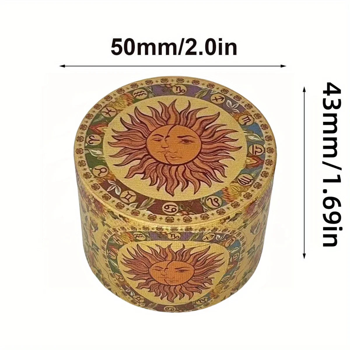 1.6/2inch Metal Sun Herb Grinder Boho Moon 4-Layers Salt Spice Mill Pepper Mortar Tobacco Grass Raw Grinder Smoking Accessories
