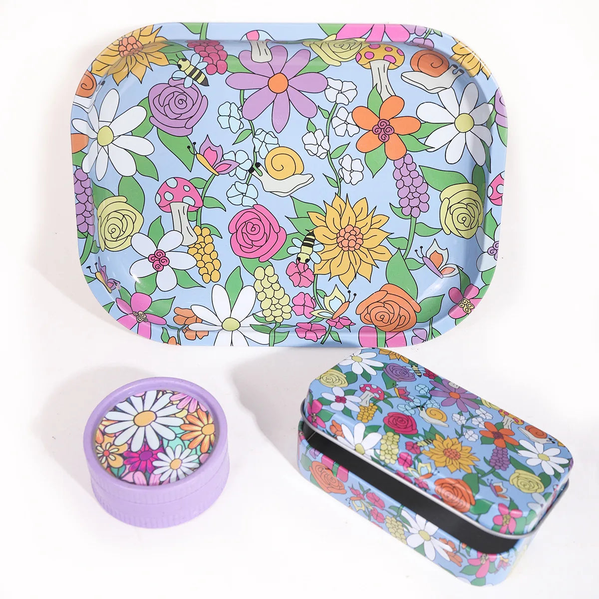 3set Smoking Set Rolling Tray and Double-Layer Grinder Tinplate Box Degradable Smoker Kit