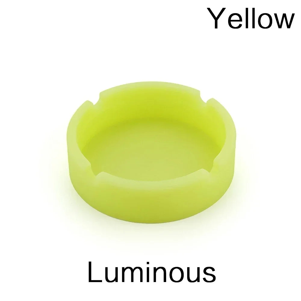 High Heat Resistant Glowing/Colourful Silicone Ashtray Light Round Ashtray Fluorescent Ashtray
