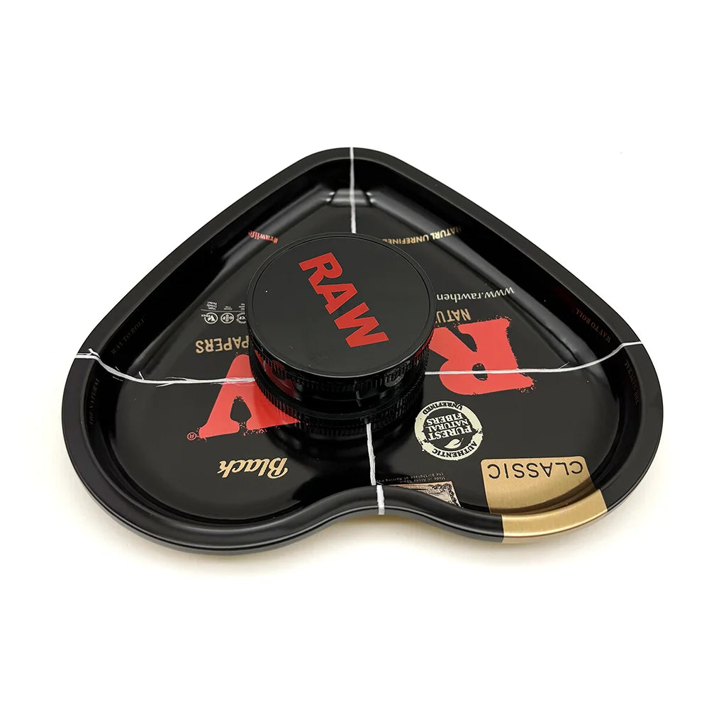 Love-Shaped Cigarette Tray Tobacco Metal Rolling Tray 16.5x18CM Plate 60MM Plastics Herb Grinder 2 layer Cigarette Spice Crusher