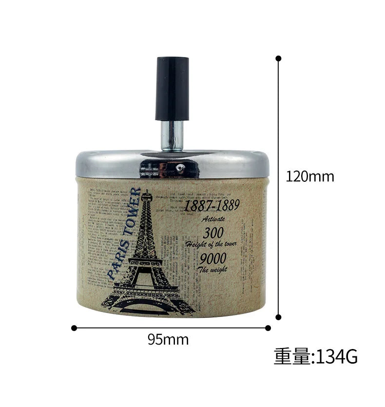 Push Down Ashtray with Spinning Lid Ash Tray Metal Cigarette Ash Tray Large Ashtray for Indoor and Outside Patio