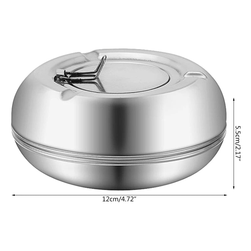 2022 New Stainless Steel Ashtray with Lid Detachable Outdoor Cigarettes Tray Holder for Home Bedroom Office Tabletop Decoration