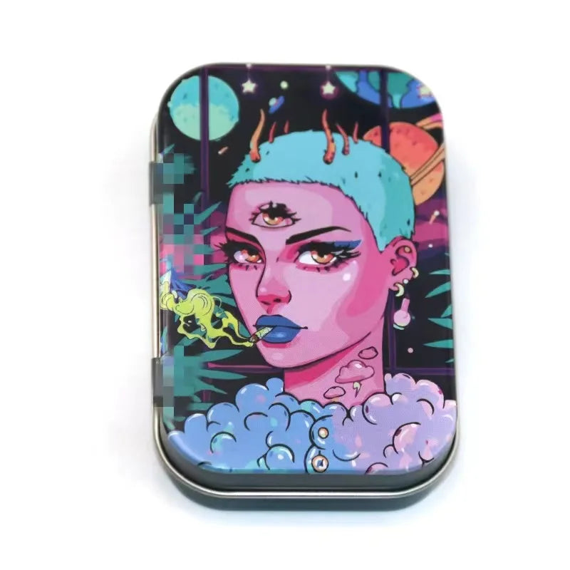 1 Pc Jewelry Candy Coin Key Organizer Cigarette Case Rectangle Container Tinplate Box Tobacco Storage Smoking Accessories