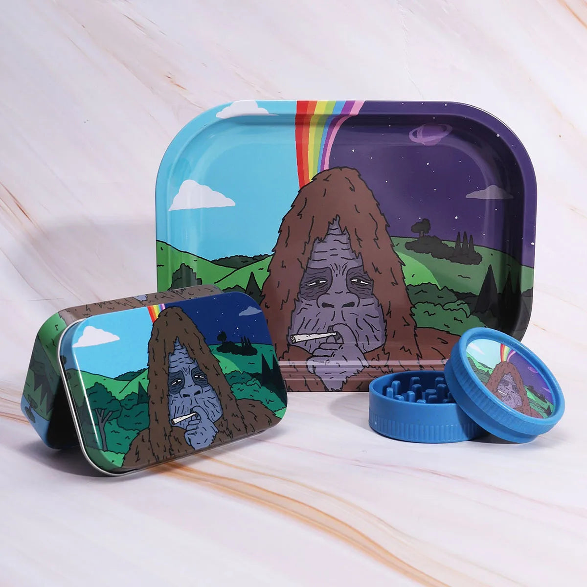 3set Smoking Set Rolling Tray and Double-Layer Grinder Tinplate Box Degradable Smoker Kit