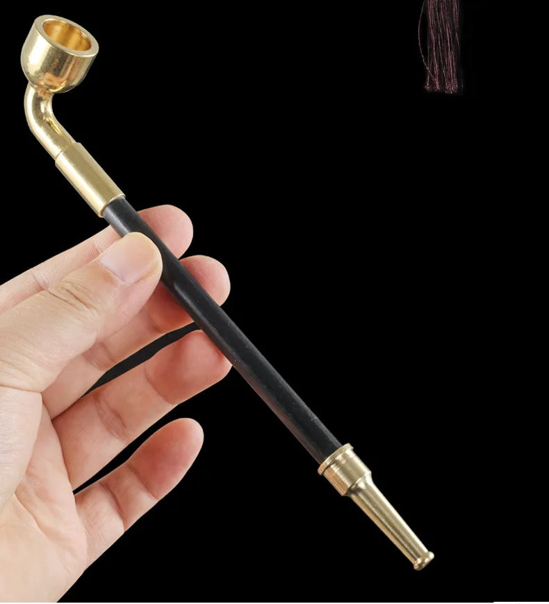 Old-style Copper Long Rod Smoking Tobacco Pipe Traditional Long Tobacco Smoking Pipe Men's Smoker Gift