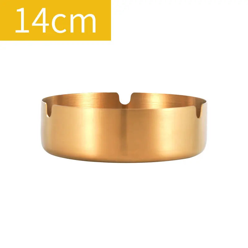 Round Stainless Steel Cigarette Ashtray Portable Tabletop Silver Metal Ash Tray for Smoker Fly Ash Proof Home Decoration