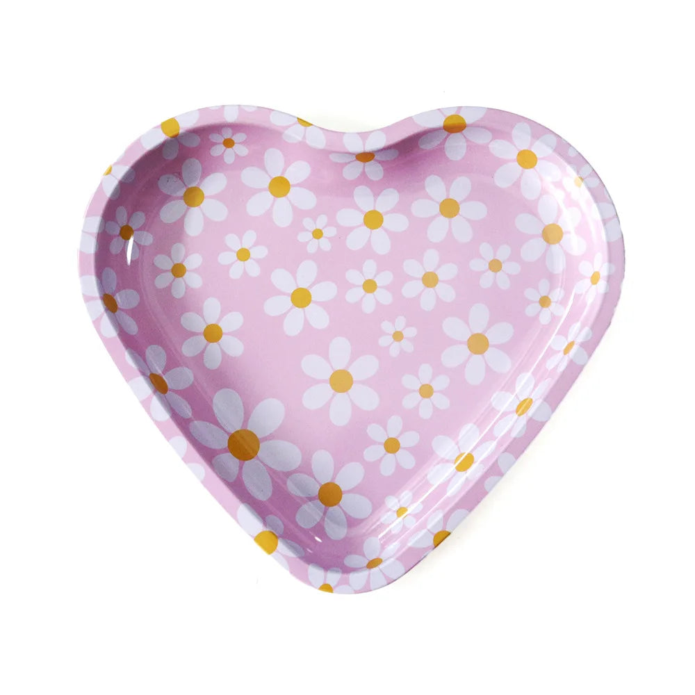 Love-Shaped Cigarette Tray Tobacco Metal Rolling Tray 16.5x18CM Plate Cmoking Smoking Accessories Storage Tray