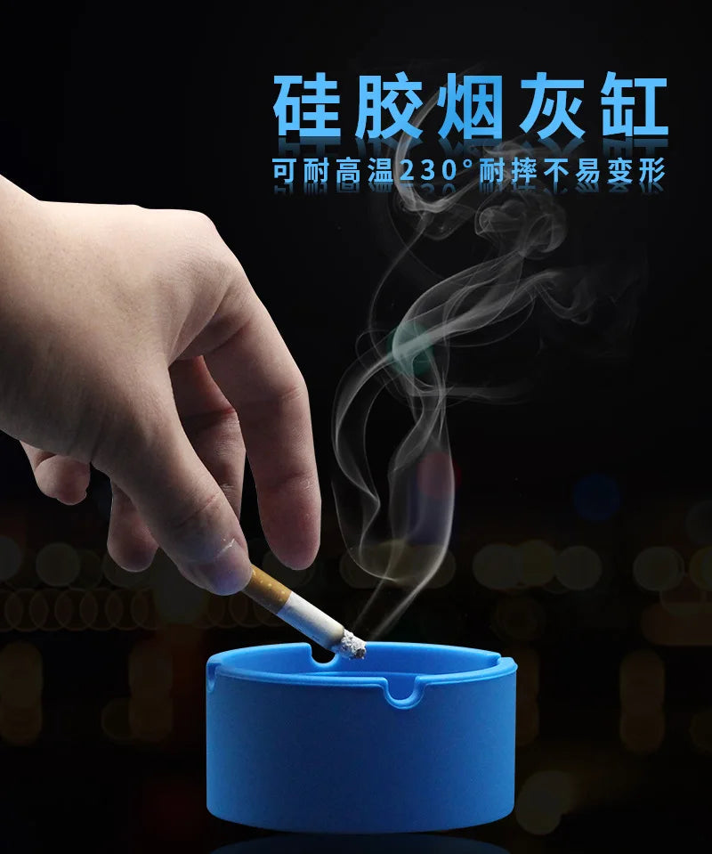 circle silicone Ashtray with cap plastic Multifunctional portable durable fashionable office home meeting room Cigarette Smoke