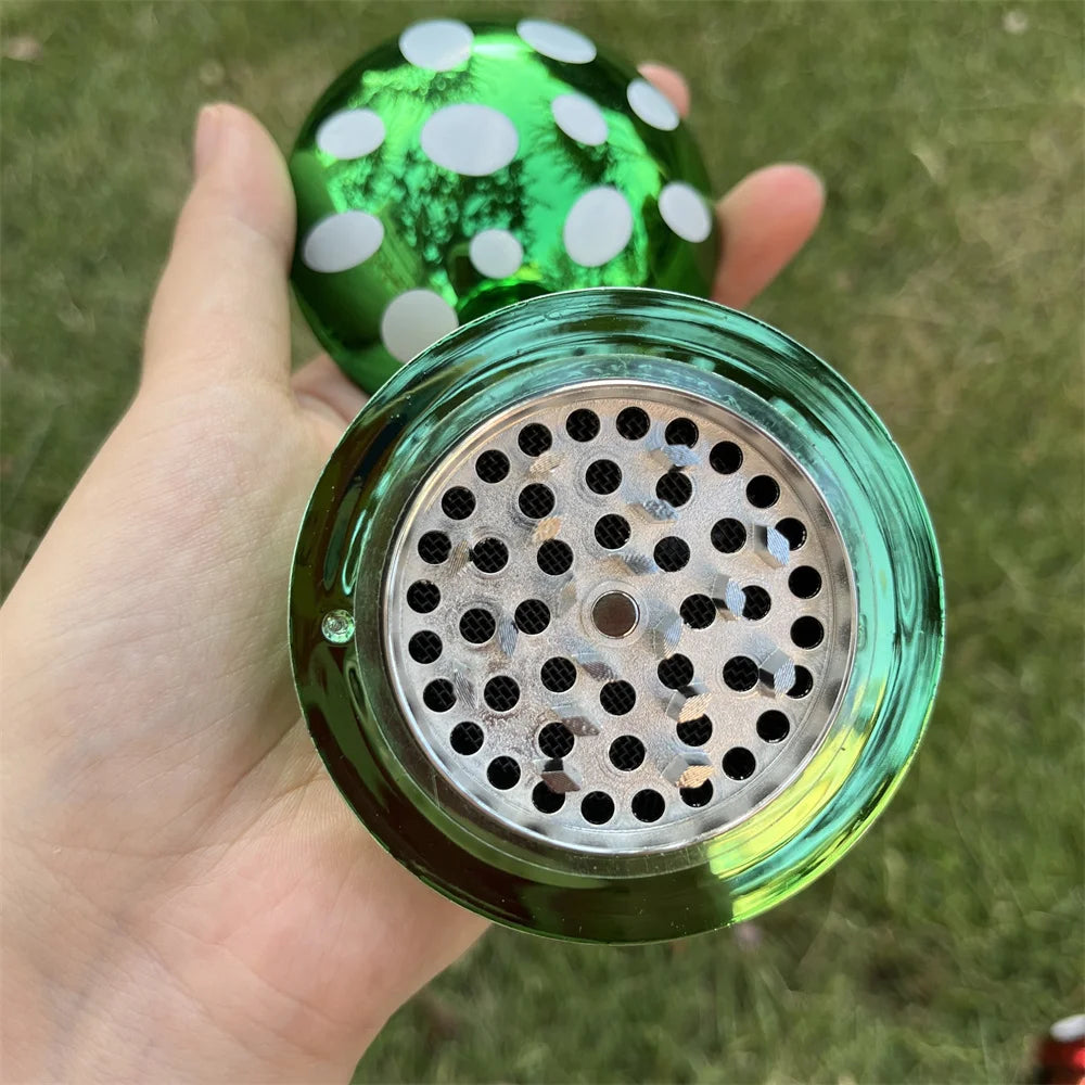 Portable Mushroom-Shaped 4-Layer Herb and Spice Grinder Metal Durable Construction, Manual Handheld Operation