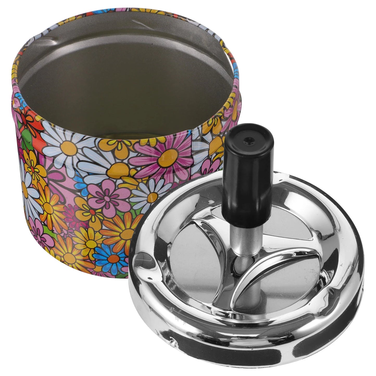 Swivel Lid Automatic Cigarette Extinguisher Metal Ashtray Waste Bin Small Desktop Tray Outdoor Container Indoor Holder Household