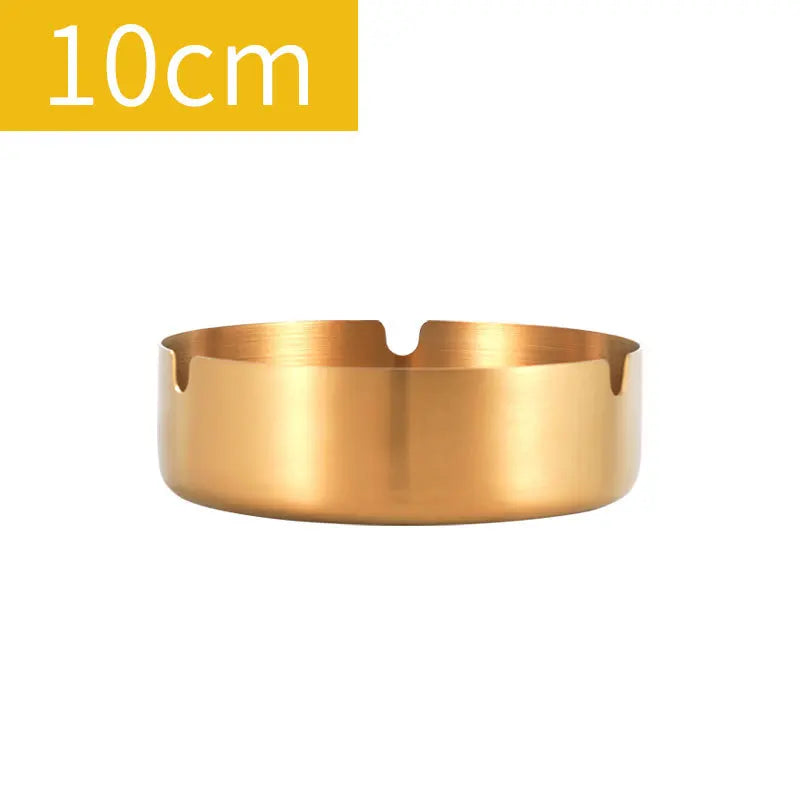 Round Stainless Steel Cigarette Ashtray Portable Tabletop Silver Metal Ash Tray for Smoker Fly Ash Proof Home Decoration