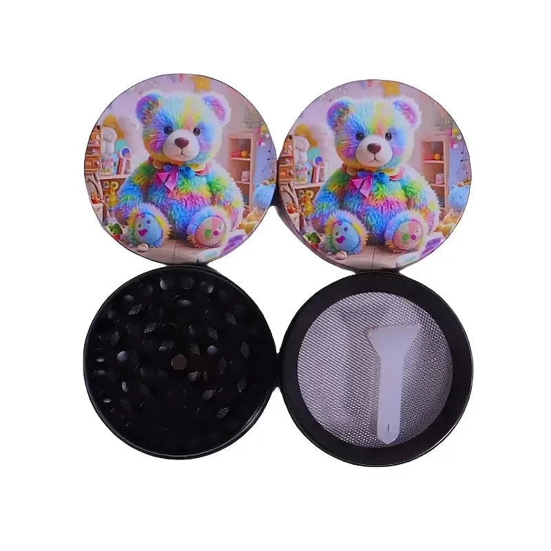 2" Cute Bear Herb Grinder Cute Kawaii Design Girly Gift 4-Piece Design with Pollen Catcher