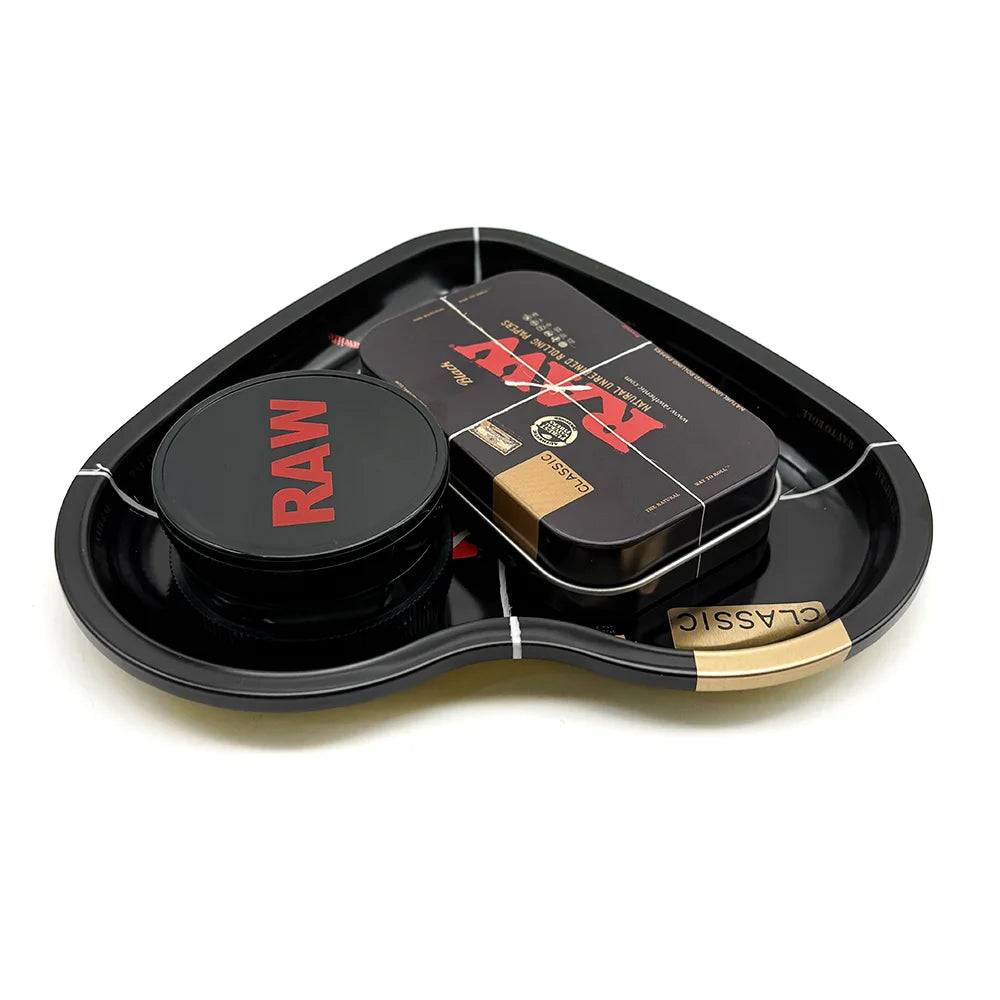 Love-Shaped Cigarette Tray Tobacco Metal Rolling Tray 16.5x18CM Plate 60MM Plastics Herb Grinder 2 layer Cigarette Spice Crusher