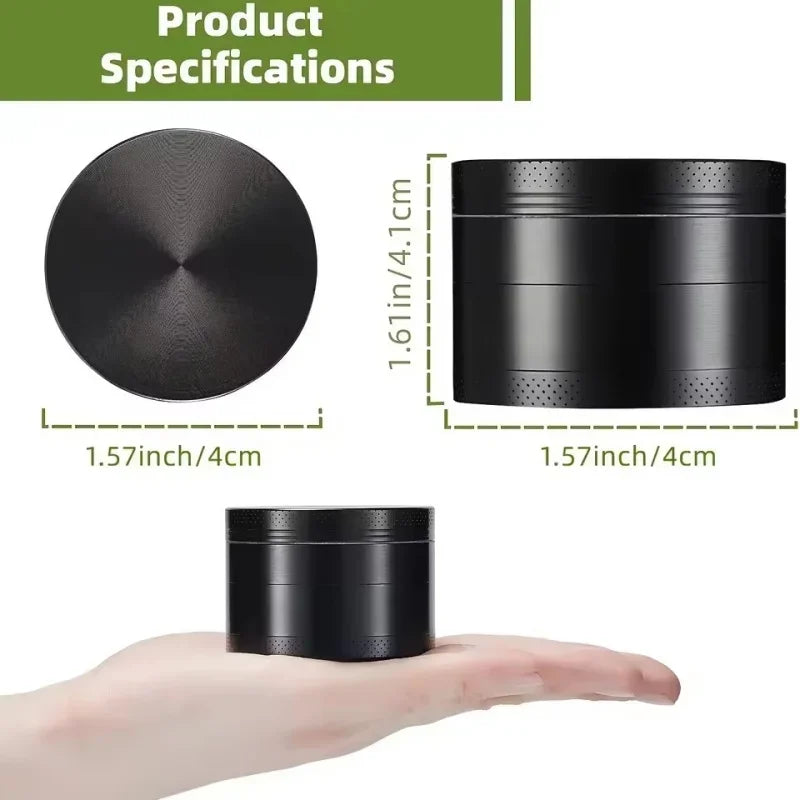 4 Layers Aluminium Herb and Spice Grinder 5 colors 40mm Grinder Metal with Scraper Portable Food Mill Zinc Alloy Smooth Grinding
