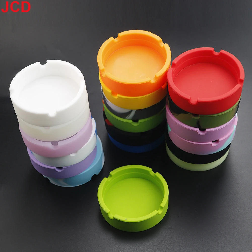 JCD 1pcs Colorful Circular Square Silicone Ashtray Light Fluorescent Smoke Convenient Cigarette Case Dropper Creative Ashtray 