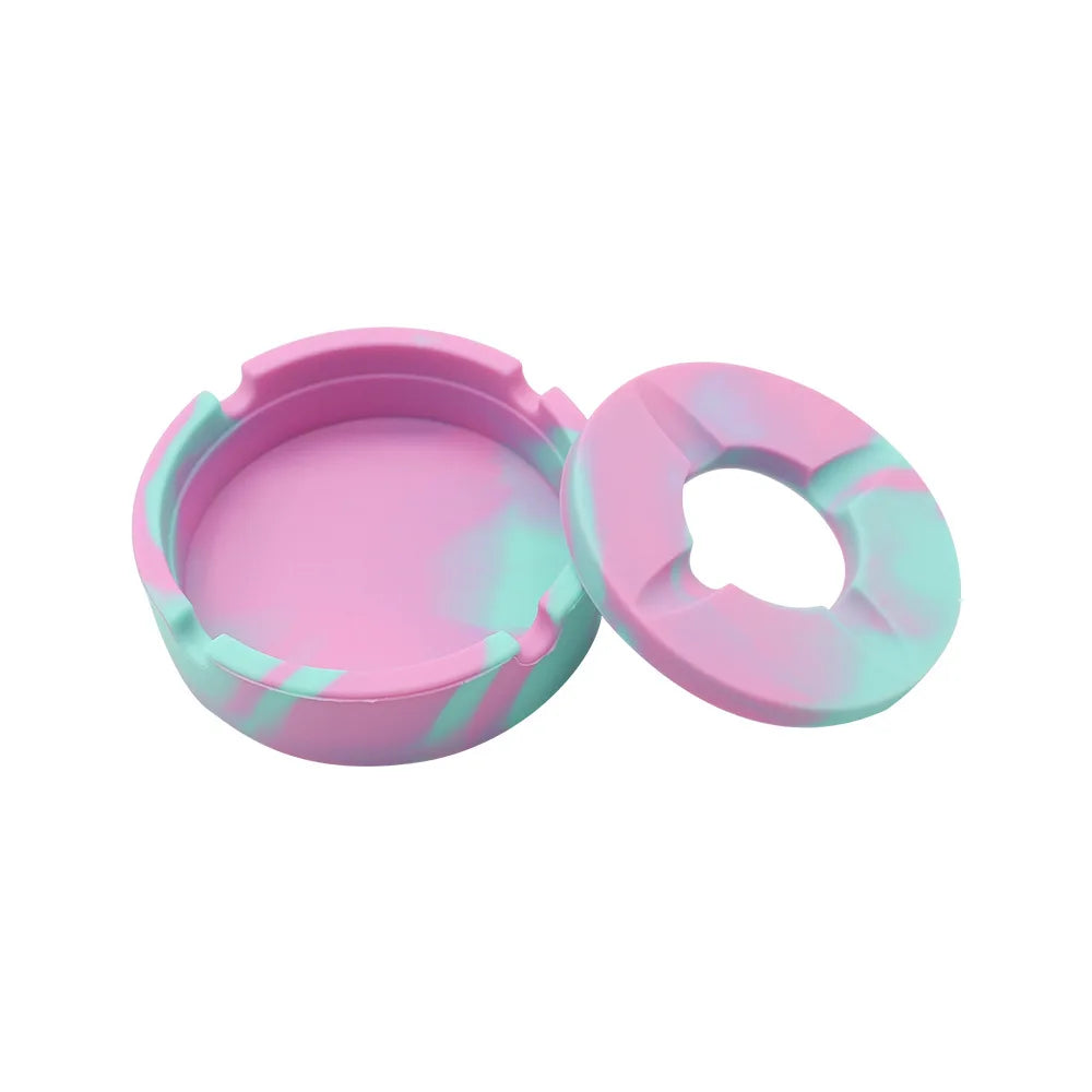 circle silicone Ashtray with cap plastic Multifunctional portable durable fashionable office home meeting room Cigarette Smoke