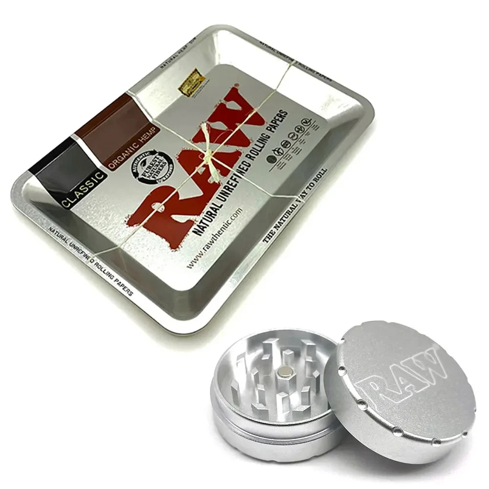 2-layer 50mm Herbal Tobacco Grinder Herb Metal Rolling Tray Kit Smoking Set Plastic Roller Maker Storage Tube