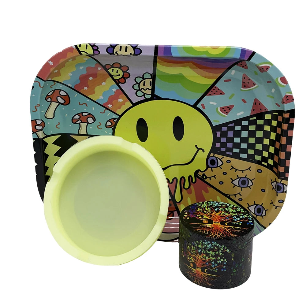 2-inch vanilla Grinder Soft Ashtray Smoking set Metal Rolling Tray 7x5.5 inch Zinc Alloy Spice Grass Grinder