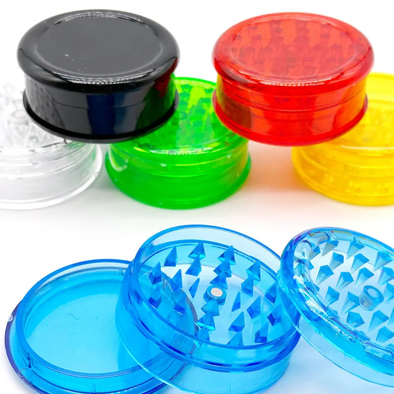 60mm plastic 3-layer color cigarette grinder, 3-layer flat plastic cigarette grinder