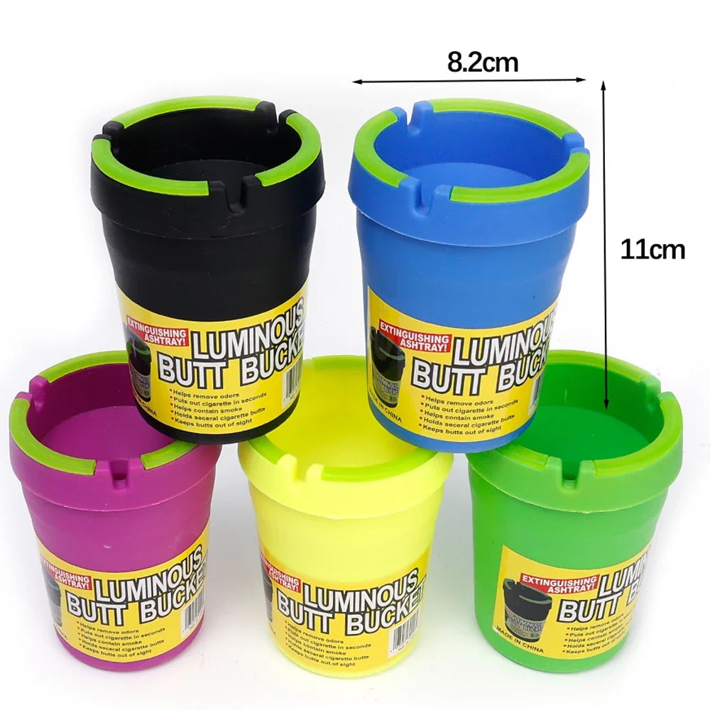 Portable Luminous Plastic Ashtray Car Large Capacity Double-layer Noctilucent Ashtray Waterproof Garbage Storage Bin Trash Can