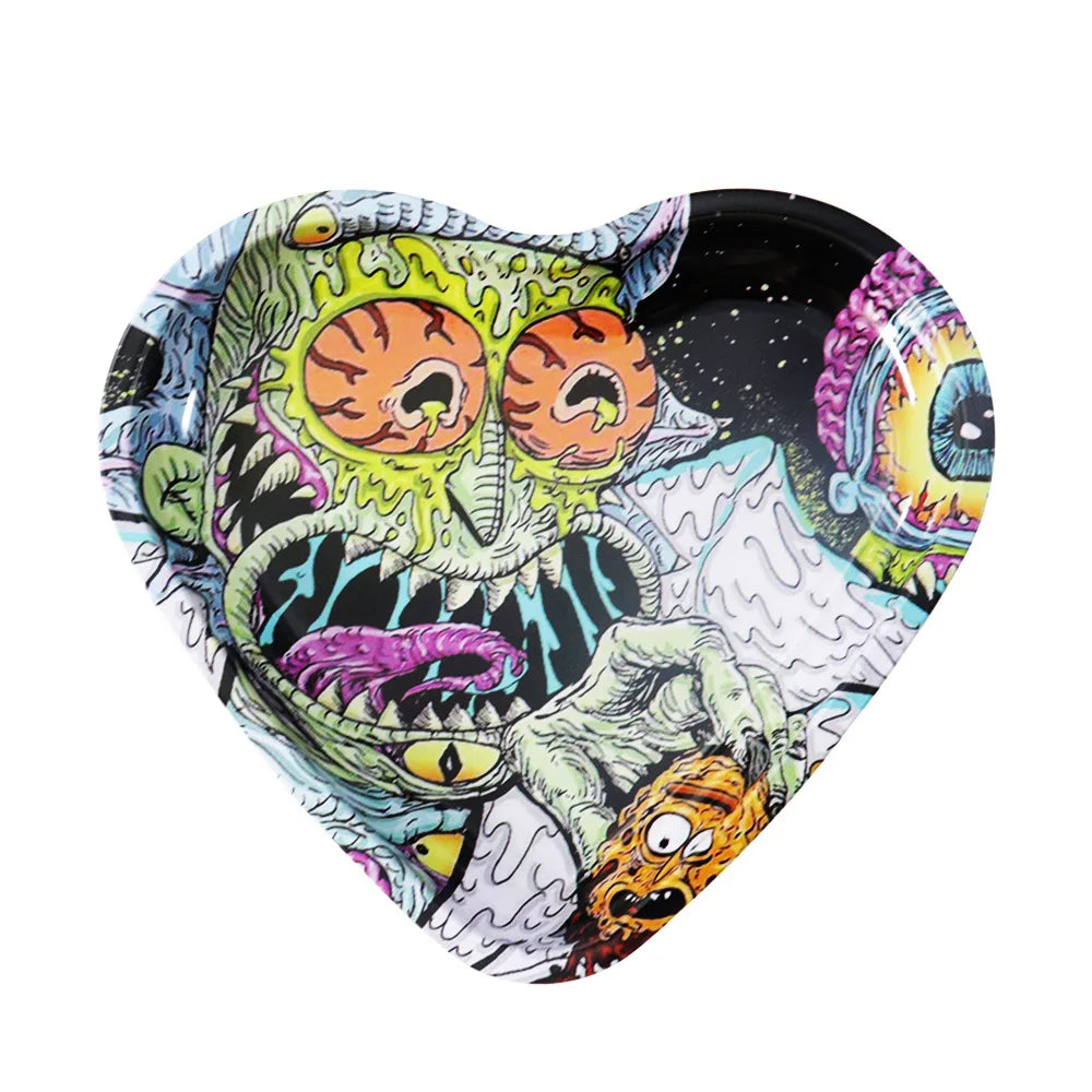 Love-Shaped Cigarette Tray Tobacco Metal Rolling Tray 16.5x18CM Plate Cmoking Smoking Accessories Storage Tray