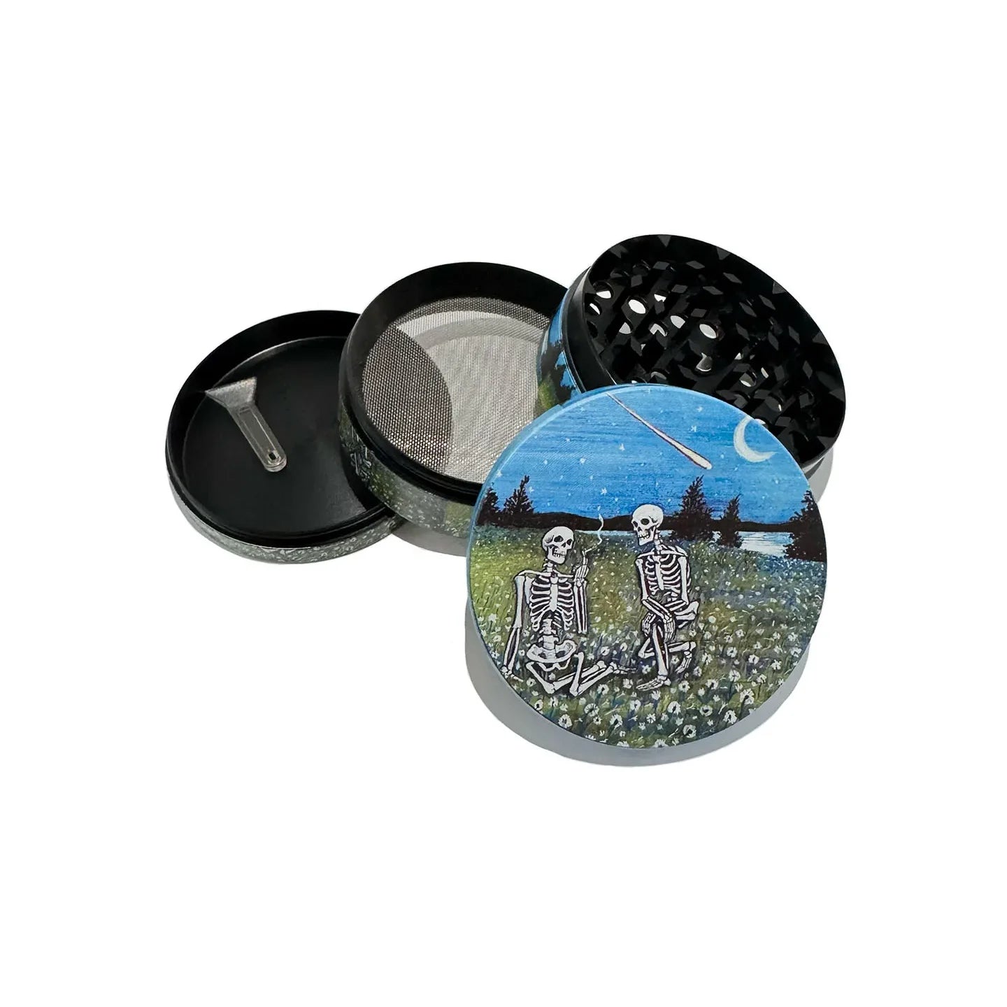2inch/50mm Skeleton in The Flower Bed Metal Herb Grinder