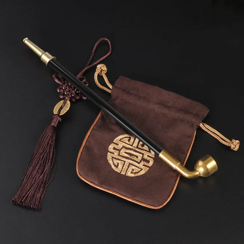 Old-style Copper Long Rod Smoking Tobacco Pipe Traditional Long Tobacco Smoking Pipe Men's Smoker Gift