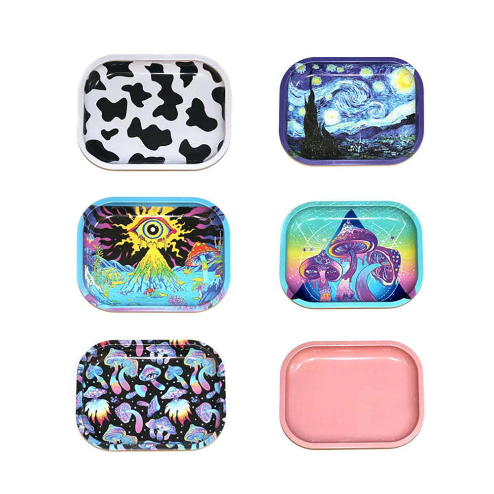 Dish Tin Storage Case Plate Small Roller Container 18*14cm Metal Tobacco Tinplate Rolling Tray Cigarette Smoking Accessories
