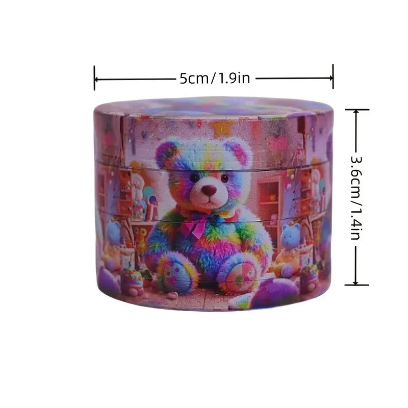2" Cute Bear Herb Grinder Cute Kawaii Design Girly Gift 4-Piece Design with Pollen Catcher