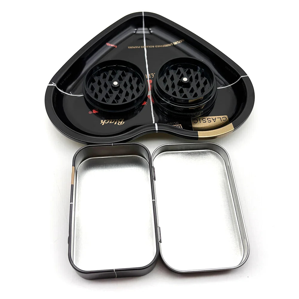 Love-Shaped Cigarette Tray Tobacco Metal Rolling Tray 16.5x18CM Plate 60MM Plastics Herb Grinder 2 layer Cigarette Spice Crusher
